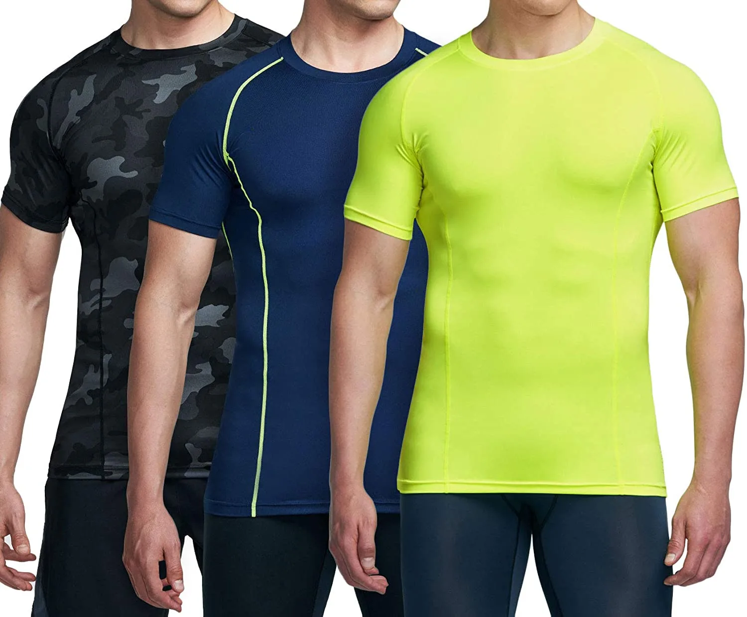 ATHLIO 1 or 3 Pack Men's Cool Dry Short Sleeve Compression Shirts