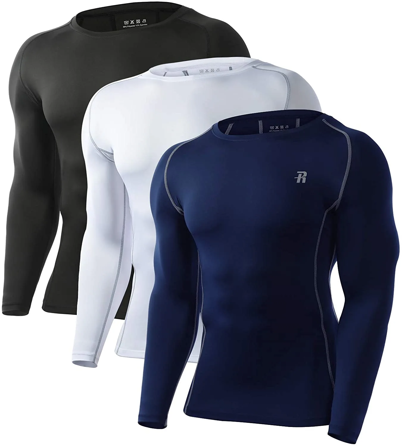 Runhit 2`3 Pack Long Sleeve Compression Shirts for Men Athletic Workout T-Shirts