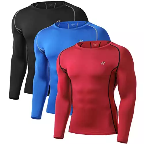 Runhit 3 Pack Long Sleeve Compression Shirts for Men,Long Sleeve Thermal T-Shirts Running Workout Base Layer